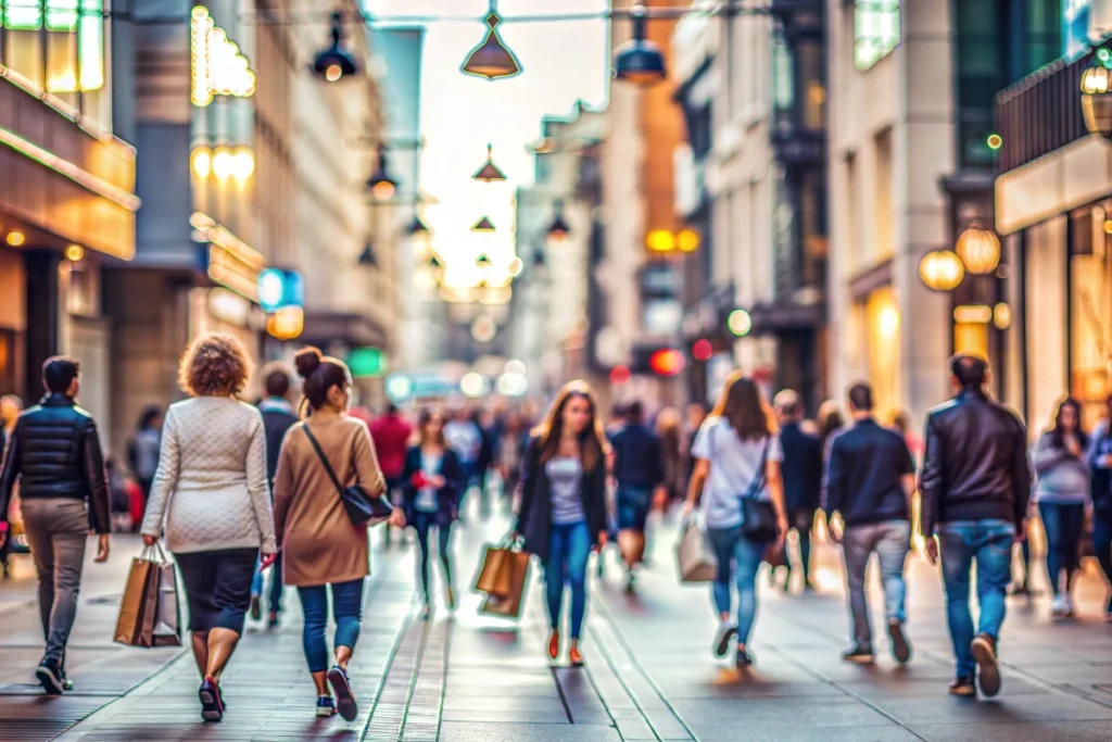 Commerce retail, rue commerçante