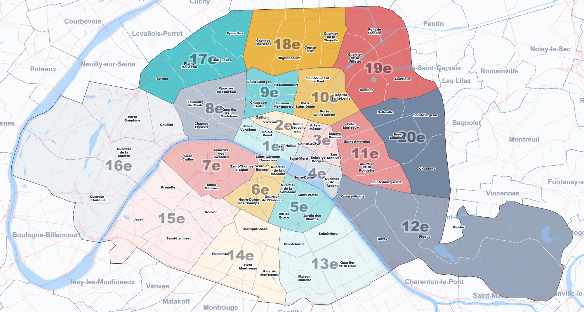 quartiers et arrondissements