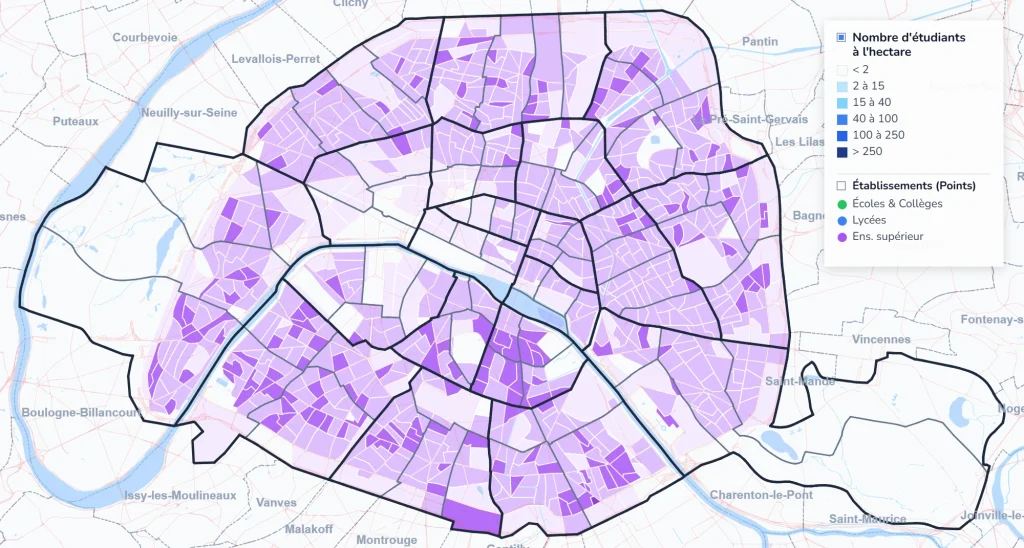Densité de la population étudiante