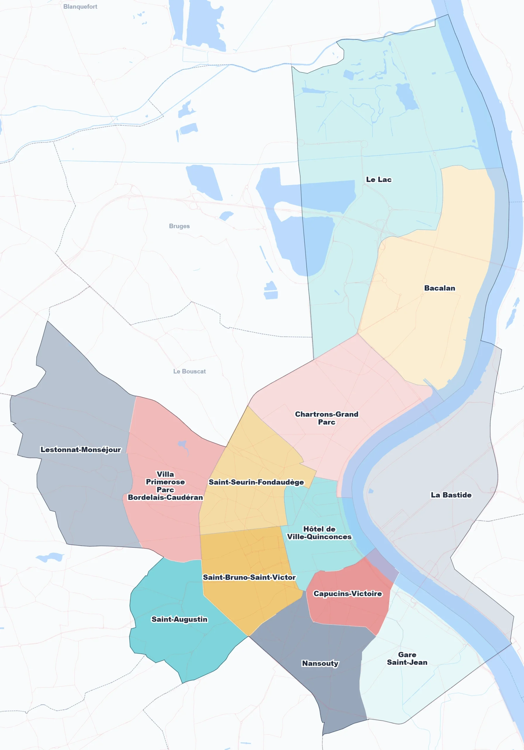 quartiers et arrondissements