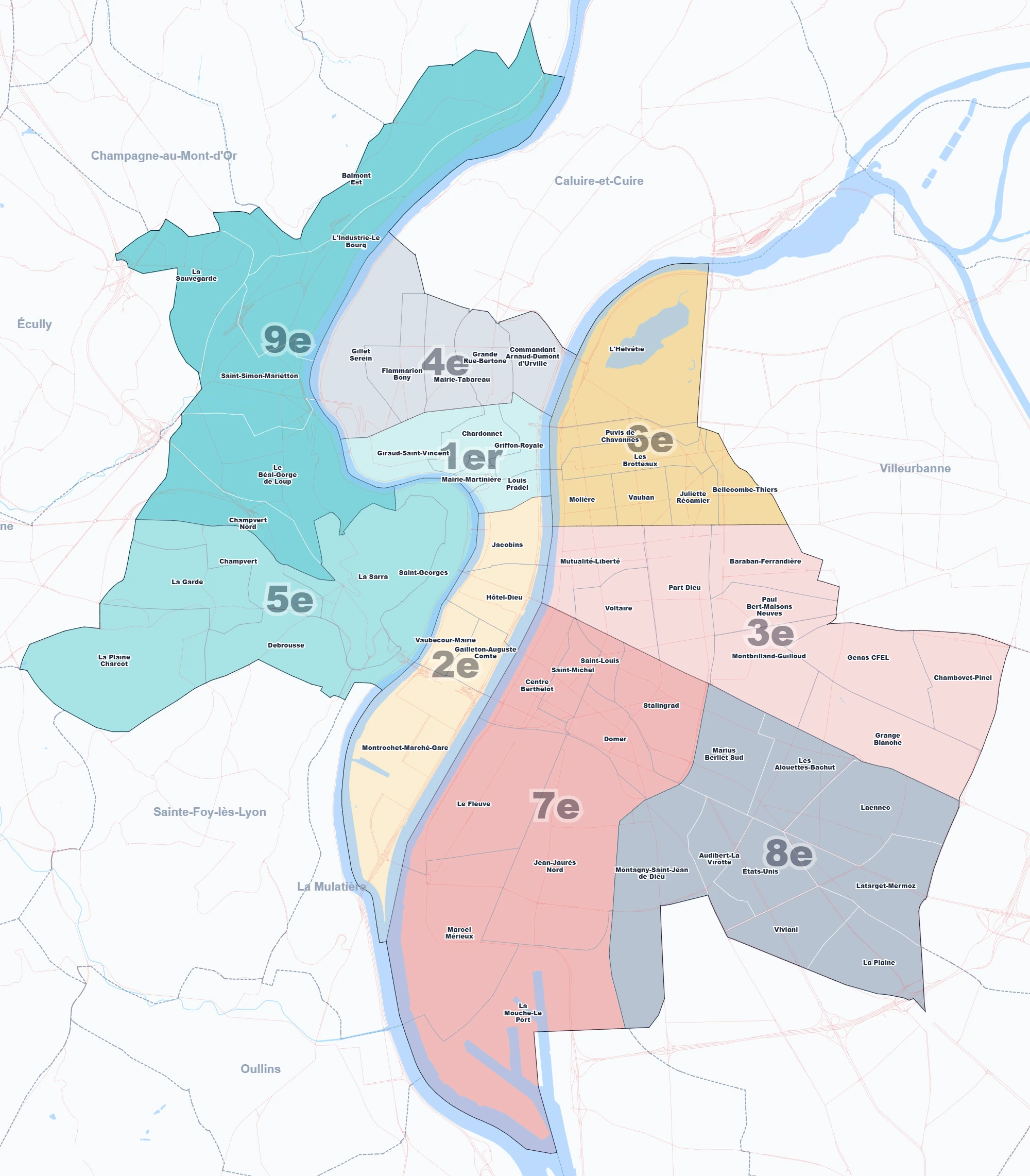quartiers et arrondissements