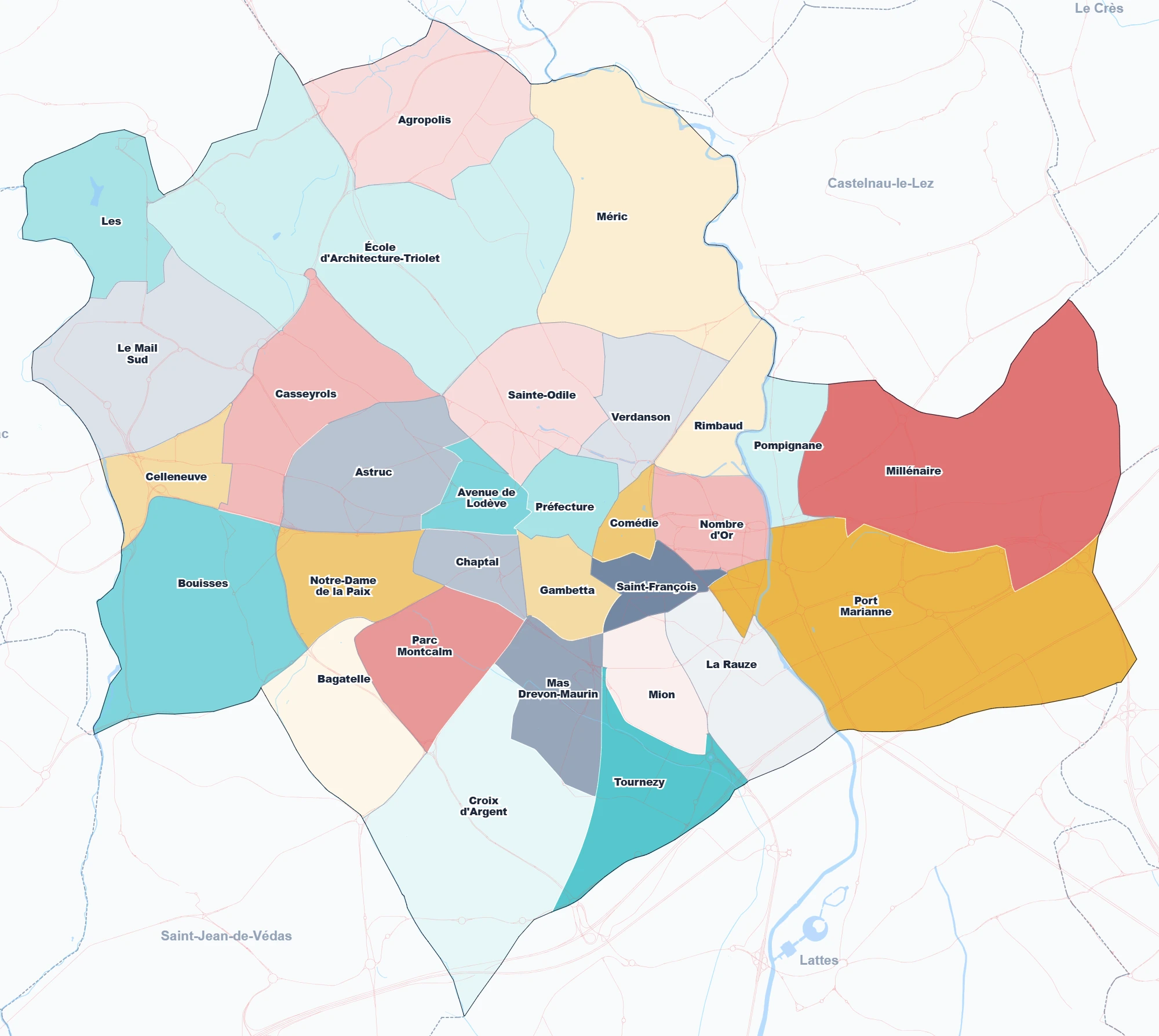 quartiers et arrondissements