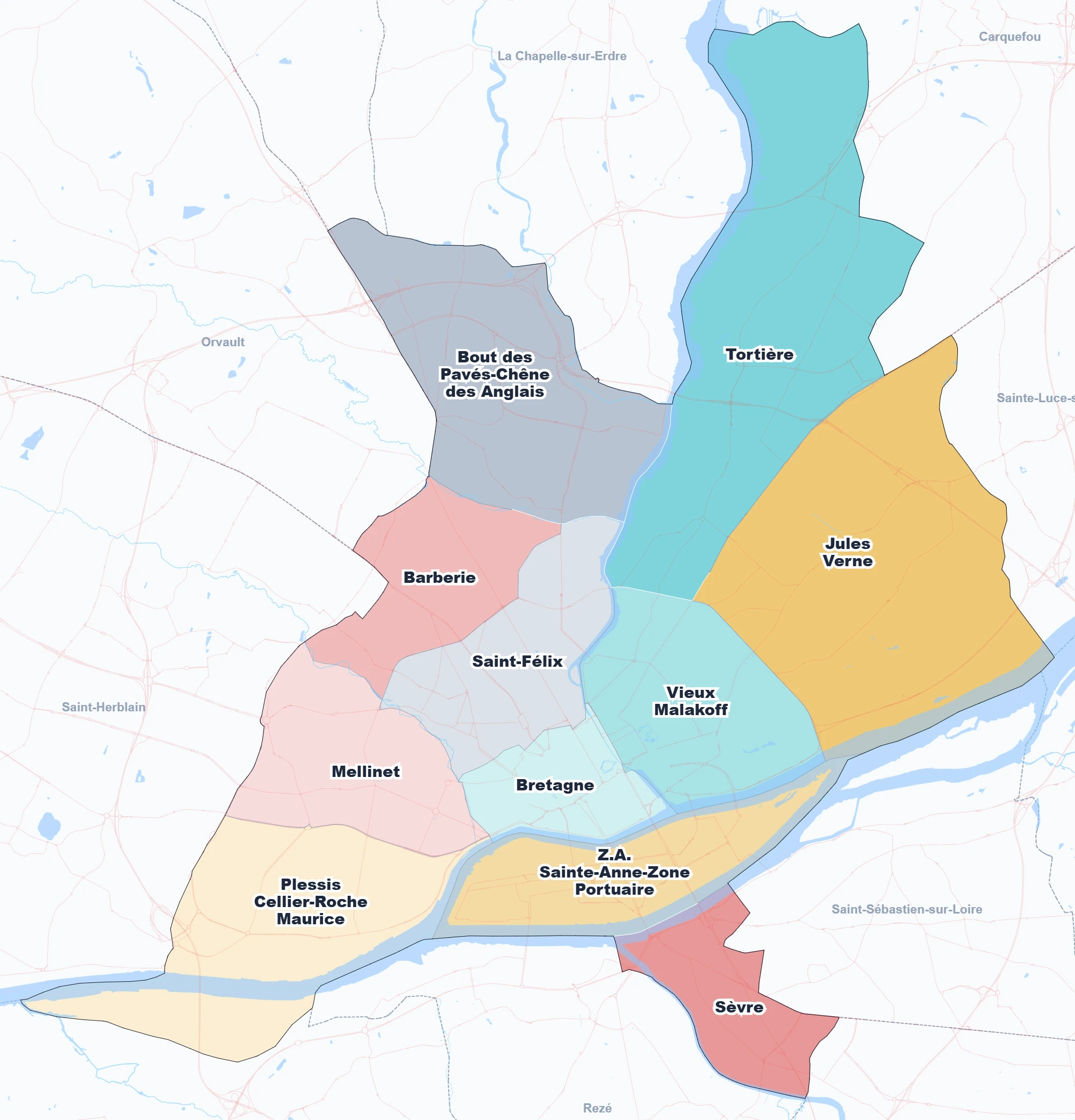 quartiers et arrondissements