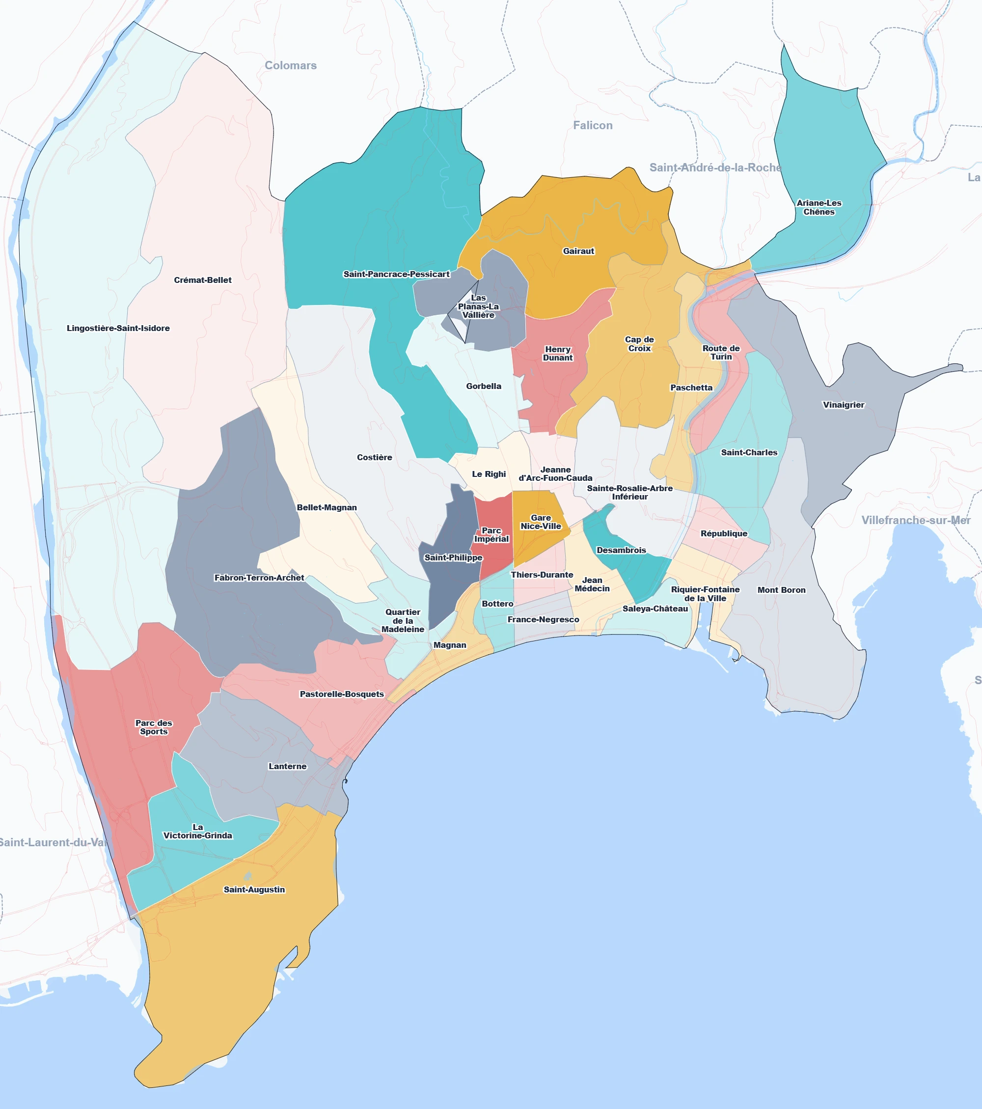 quartiers et arrondissements