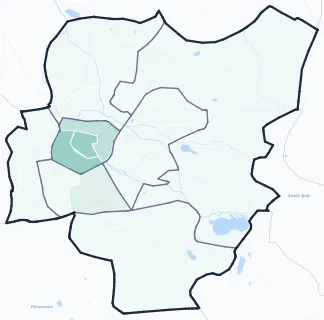 Carte de densité d'emplois salariés estimés de Bourg-en-Bresse