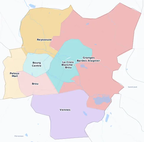 Carte des arrondissements et quartiers de Bourg-en-Bresse