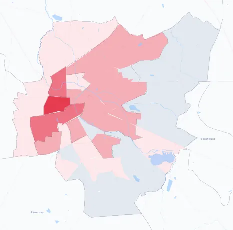 Carte de la valeur locative de référence de Bourg-en-Bresse