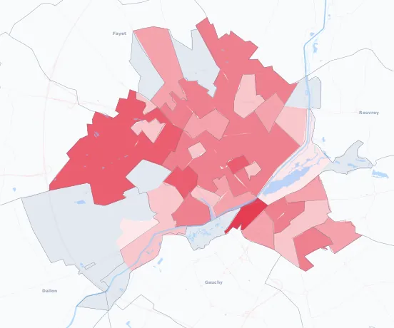 Carte de la valeur locative de référence de Saint-Quentin