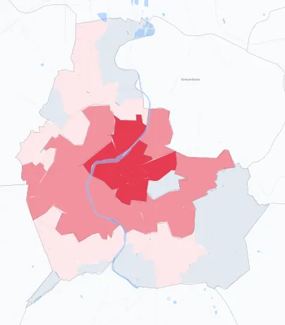 Carte de la valeur locative de référence de Montluçon