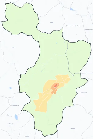 Carte de densité de population de Gap