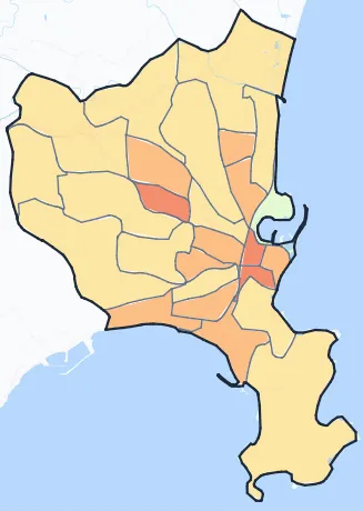 Carte de densité de population de Antibes