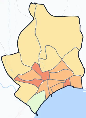 Carte de densité de population de Cagnes-sur-Mer