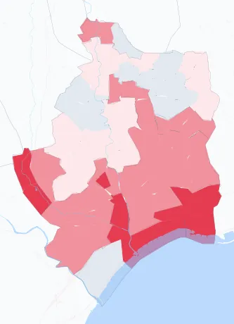 Carte de la valeur locative de référence de Cagnes-sur-Mer