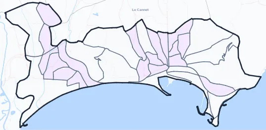 Carte de densité de population étudiante de Cannes