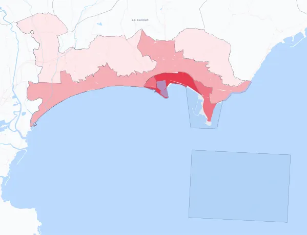 Carte de la valeur locative de référence de Cannes