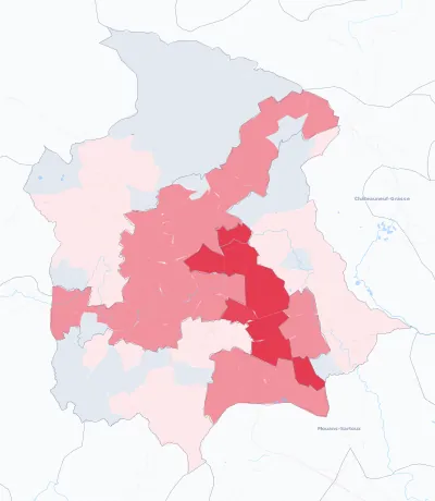 Carte de la valeur locative de référence de Grasse