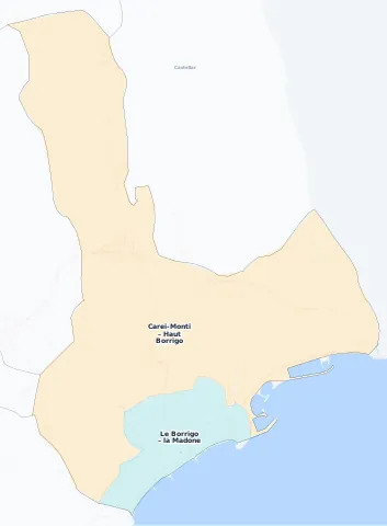 Carte des arrondissements et quartiers de Menton