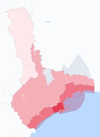 Carte de la valeur locative de référence de Menton