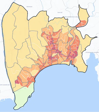 Carte de densité de population de Nice