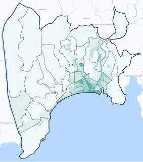 Carte de densité d'emploi (répartition estimée) de Nice