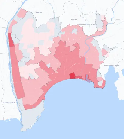 Carte de la valeur locative de référence de Nice