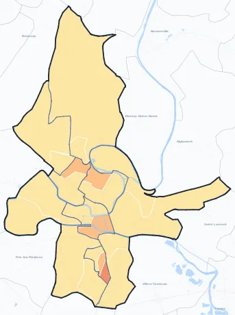 Carte de densité de population de Charleville-Mézières