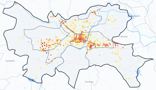 Carte des commerces de Carcassonne
