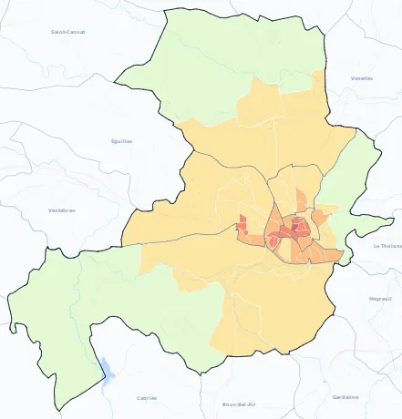 Carte de densité de population de Aix-en-Provence