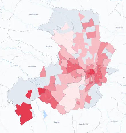 Carte de la valeur locative de référence de Aix-en-Provence