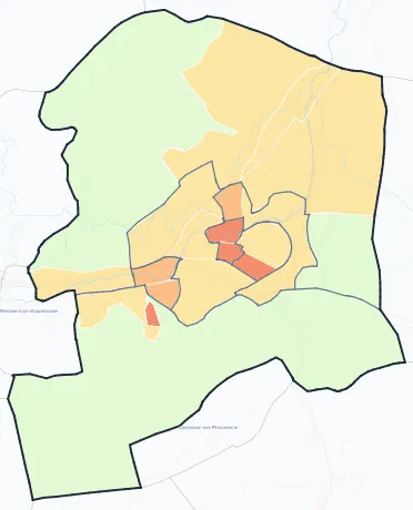 Carte de densité de population de Aubagne