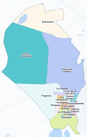 Carte des arrondissements et quartiers de Istres