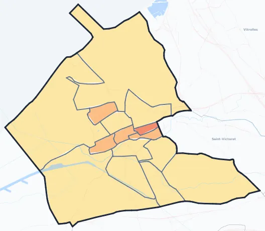 Carte de densité de population de Marignane