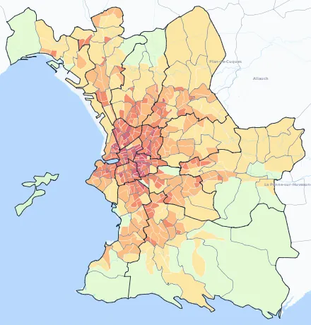 Carte de densité de population de Marseille