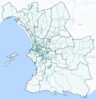 Carte de densité d'emploi (répartition estimée) de Marseille