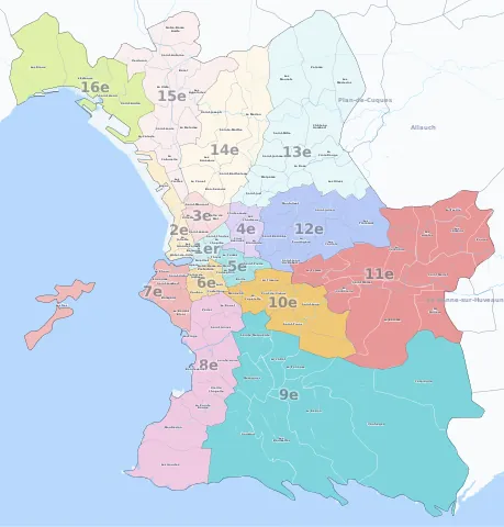 Carte des arrondissements et quartiers de Marseille