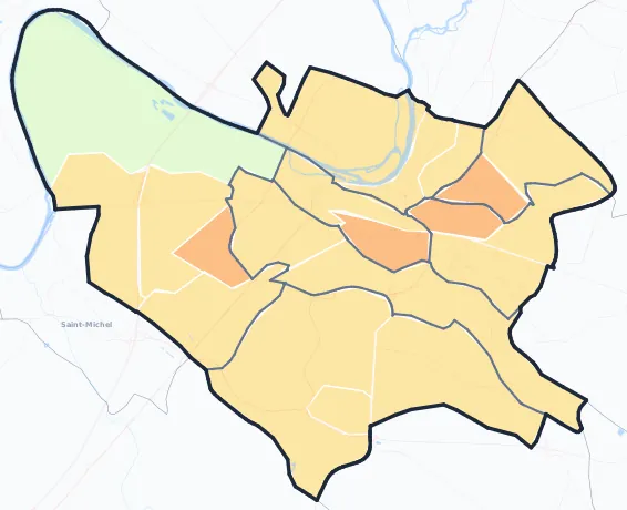 Carte de densité de population de Angoulême