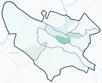 Carte de densité d'emplois salariés estimés de Angoulême
