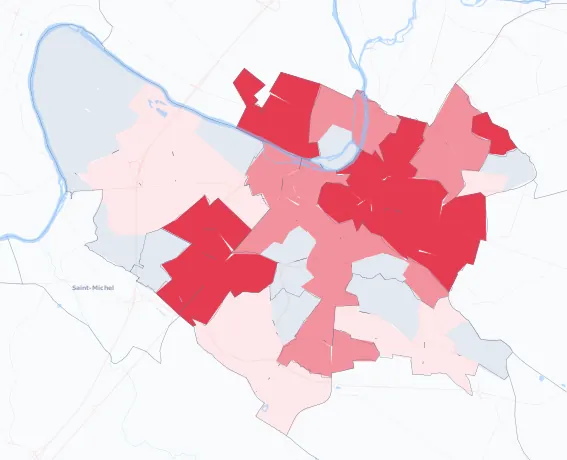 Carte de la valeur locative de référence de Angoulême