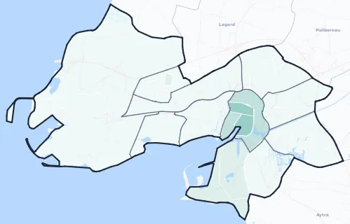 Carte de densité d'emplois salariés estimés de La Rochelle