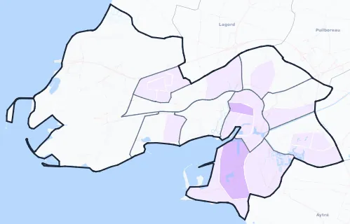 Carte de densité de population étudiante de La Rochelle