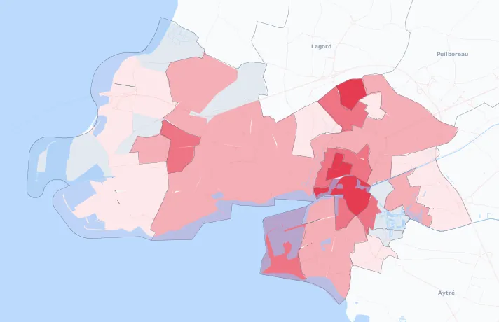 Carte de la valeur locative de référence de La Rochelle