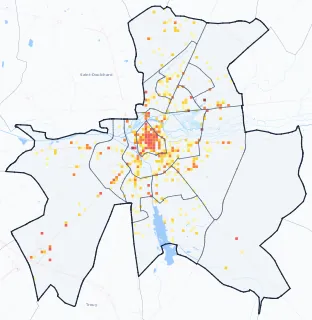 Carte des commerces de Bourges