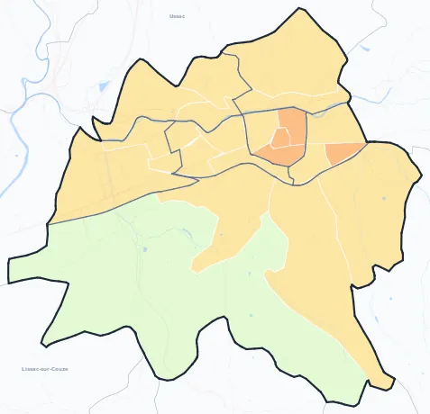 Carte de densité de population de Brive-la-Gaillarde