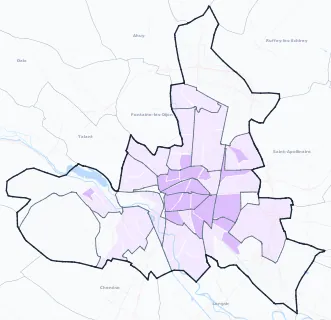Carte de densité de population étudiante de Dijon