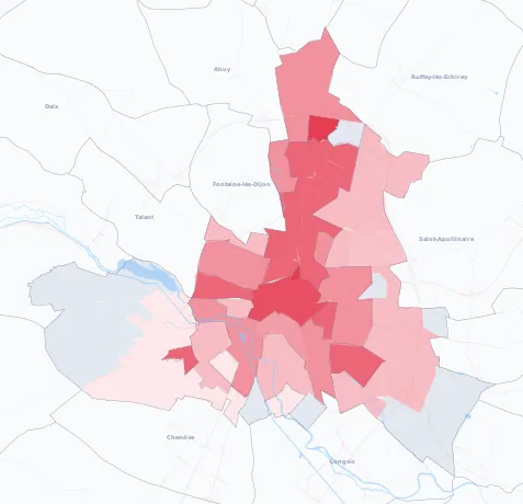 Carte de la valeur locative de référence de Dijon