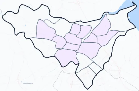 Carte de densité de population étudiante de Saint-Brieuc