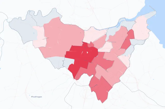Carte de la valeur locative de référence de Saint-Brieuc