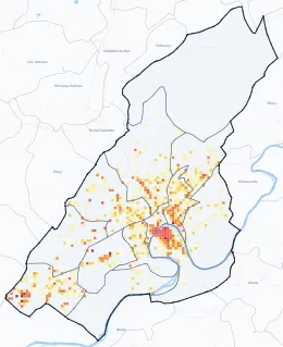 Carte des commerces de Besançon