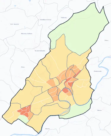 Carte de densité de population de Besançon