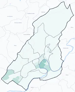 Carte de densité d'emplois salariés estimés de Besançon